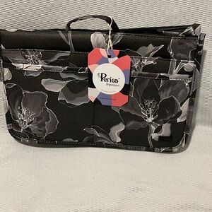 Periea Floral Black Cosmetic Organizer Bag